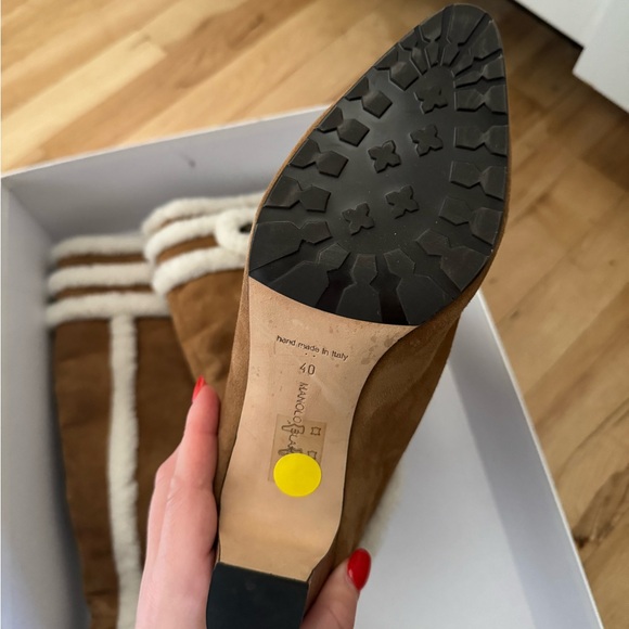 Manolo Blahnik Cluntius Shearling-trimmed Knee Boots - Picture 5 of 5